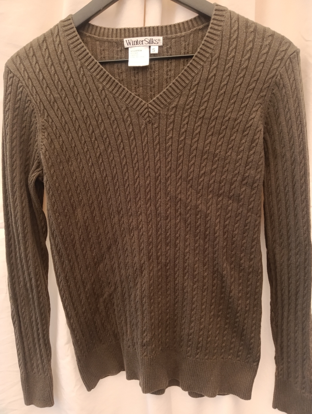 Cute Green Silk Blend Cable Knit